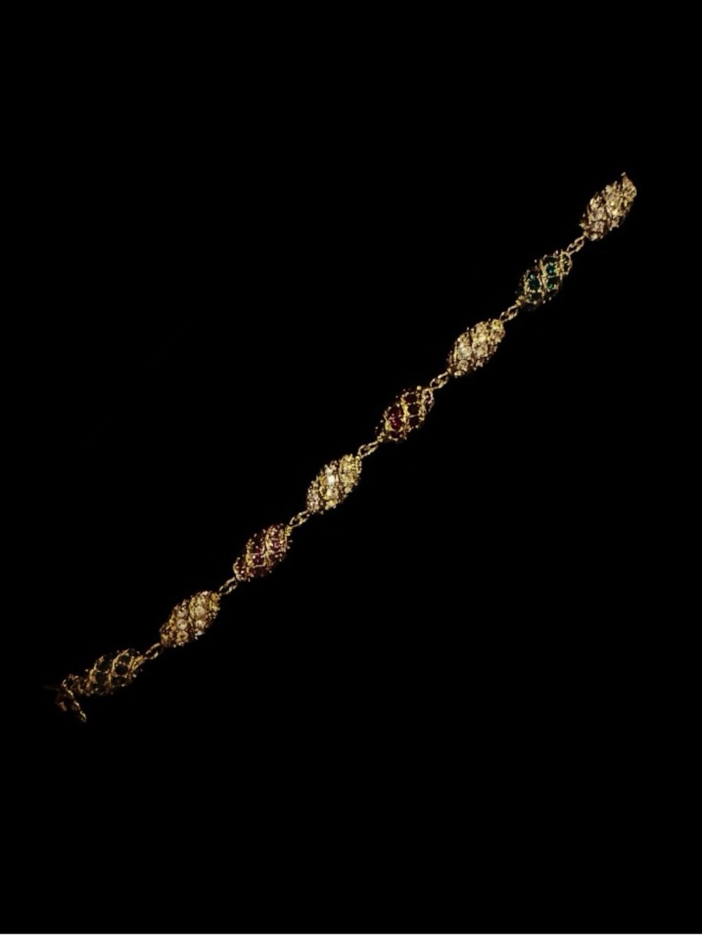 JBK Gold Filigree Bracelet with Red and Green Accents - Women Jewelry